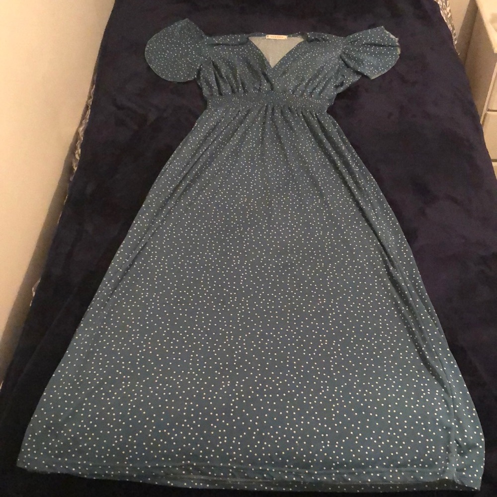 Green and small White polka dot Sundress. Size 1x